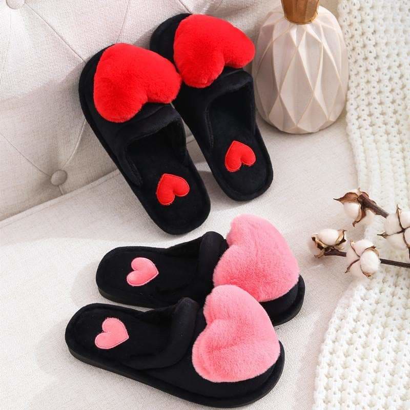 Cute Love Hearts Bunny Pompoms Comfy Slippers MM1700 - 