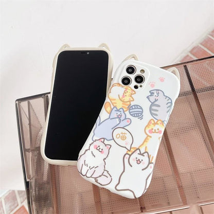 Cute Lovely Cat Ears Cartoon Cats Phone Case for iphone7/7plus/8/8P/X/XS/XR/XS Max/11/11 pro/11 pro max/12/12pro/12mini/12pro max MK16026 - KawaiiMoriStore