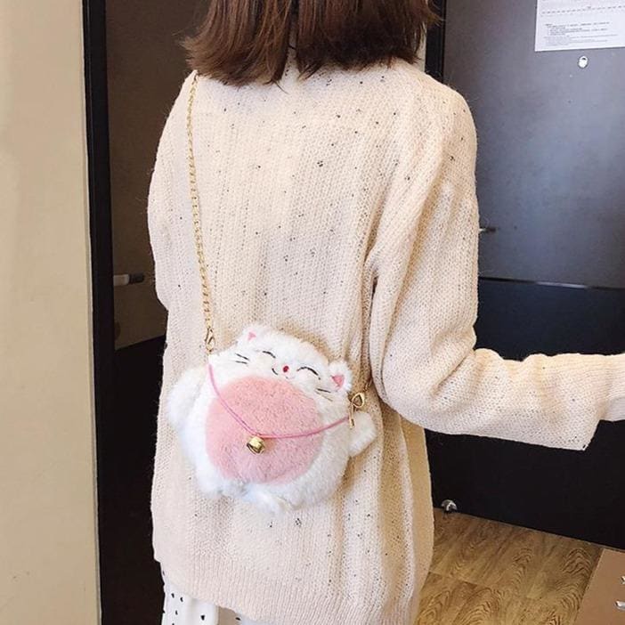 Cute Lucky Cat Plush Messenger Bag MK15034 - KawaiiMoriStore
