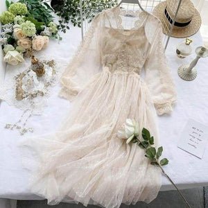 Cute ChloeMidnight Vintage-Aesthetic Lace Fairy Dress MK006 - KawaiiMoriStore