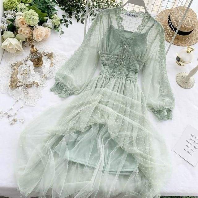 Cute Midnight Vintage-Aesthetic Lace Fairy Dress MK006 KawaiiMoriStore Cute Midnight Vintage-Aesthetic Lace Fairy Dress MK006 KawaiiMoriStore