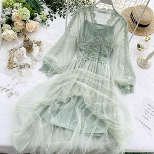 Cute ChloeMidnight Vintage-Aesthetic Lace Fairy Dress MK006 - KawaiiMoriStore