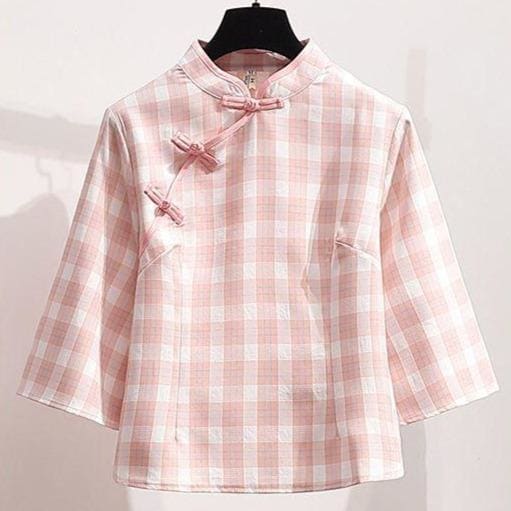 Cute Pastel Chinese Style Pink Blouse and Long Skirt MK16093 - KawaiiMoriStore