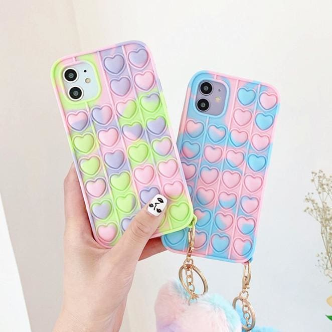 Cute Pastel Love Hearts Phone Case for iphone7/7plus/8/8P/X/XS/XR/XS Max/11/11 pro/11 pro max/12/12pro/12mini/12pro max MK16084 - KawaiiMoriStore