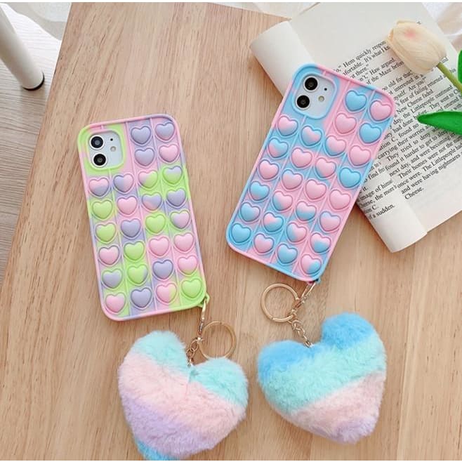 Cute Pastel Love Hearts Phone Case for iphone7/7plus/8/8P/X/XS/XR/XS Max/11/11 pro/11 pro max/12/12pro/12mini/12pro max MK16084 - KawaiiMoriStore