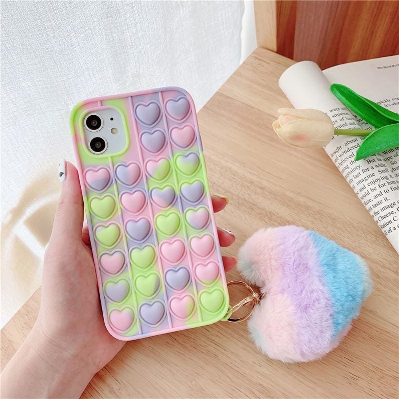 Cute Pastel Love Hearts Phone Case for iphone7/7plus/8/8P/X/XS/XR/XS Max/11/11 pro/11 pro max/12/12pro/12mini/12pro max MK16084 - KawaiiMoriStore