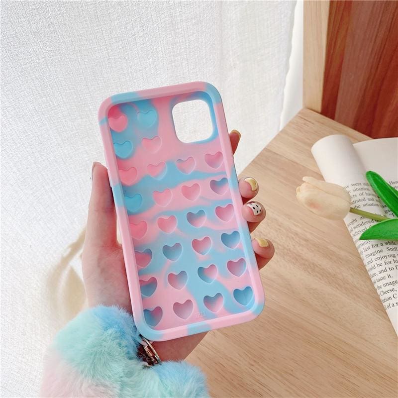 Cute Pastel Love Hearts Phone Case for iphone7/7plus/8/8P/X/XS/XR/XS Max/11/11 pro/11 pro max/12/12pro/12mini/12pro max MK16084 - KawaiiMoriStore