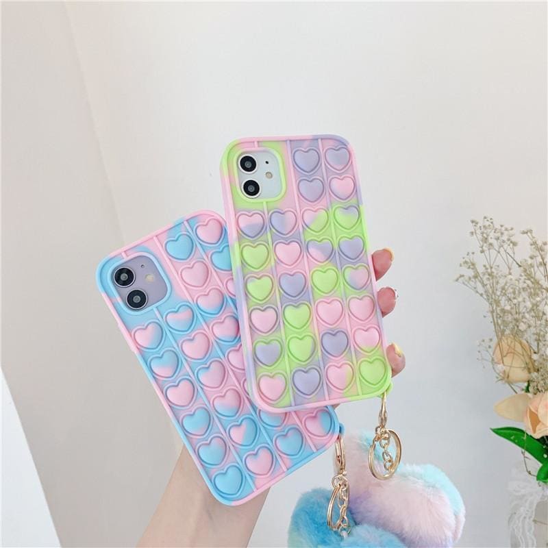 Cute Pastel Love Hearts Phone Case for iphone7/7plus/8/8P/X/XS/XR/XS Max/11/11 pro/11 pro max/12/12pro/12mini/12pro max MK16084 - KawaiiMoriStore