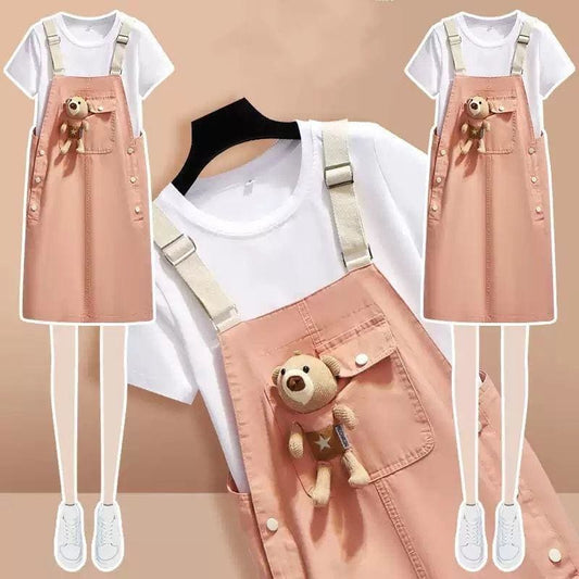 Cute Pastel Pink Overallas Dress MM1299 - KawaiiMoriStore