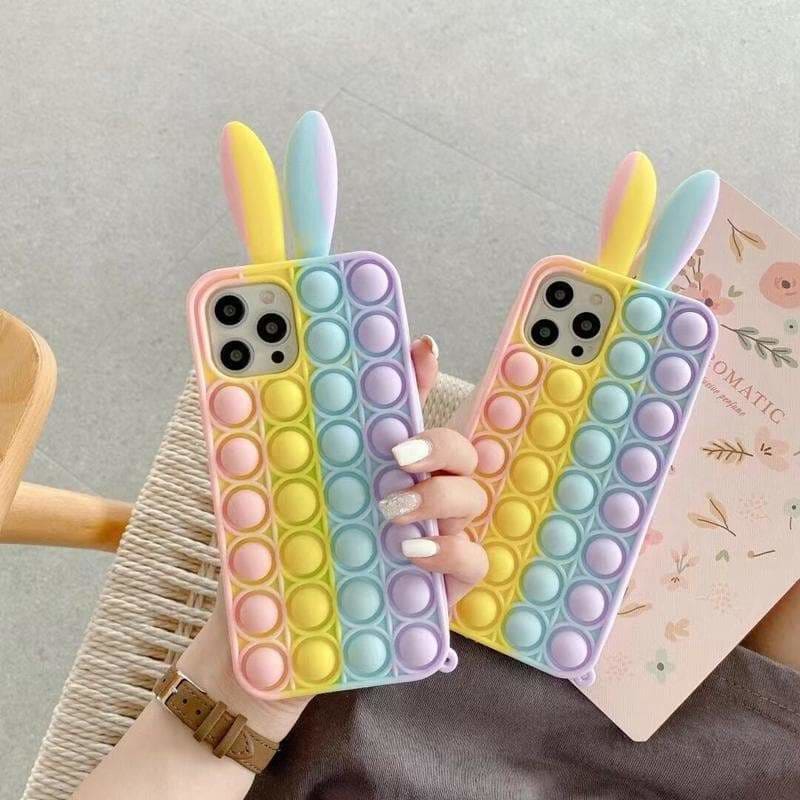 Cute Pastel Rabbit Ears Rainbow Bunny Phone Case MM1759 - 