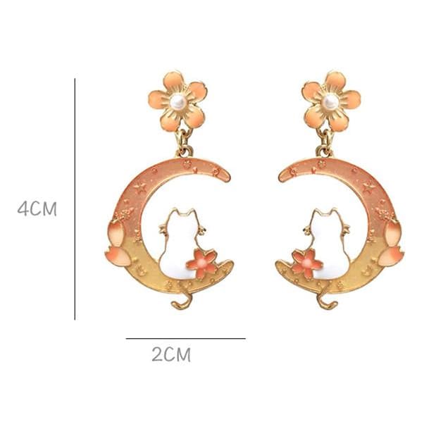 Cute Pastel Sakura Cat Earrings/Clips MK16040 - KawaiiMoriStore