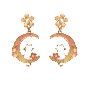 Cute Pastel Sakura Cat Earrings/Clips MK16040 - KawaiiMoriStore