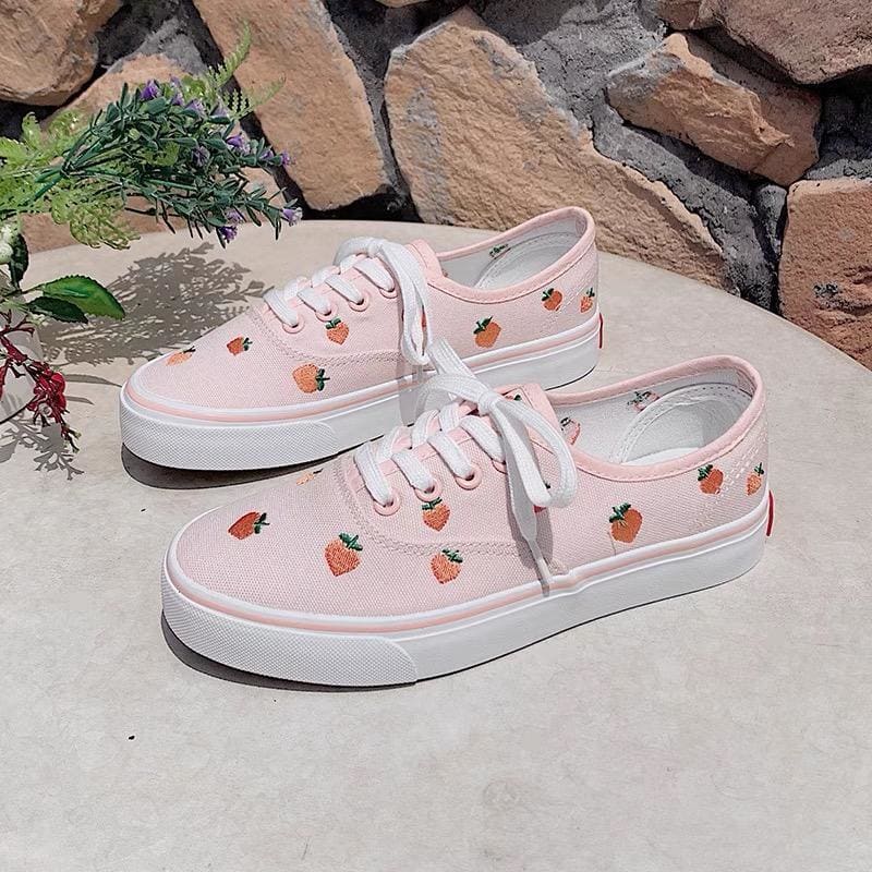 Cute Peach Summer Pastel Sneakers Shoes MM1233 - KawaiiMoriStore