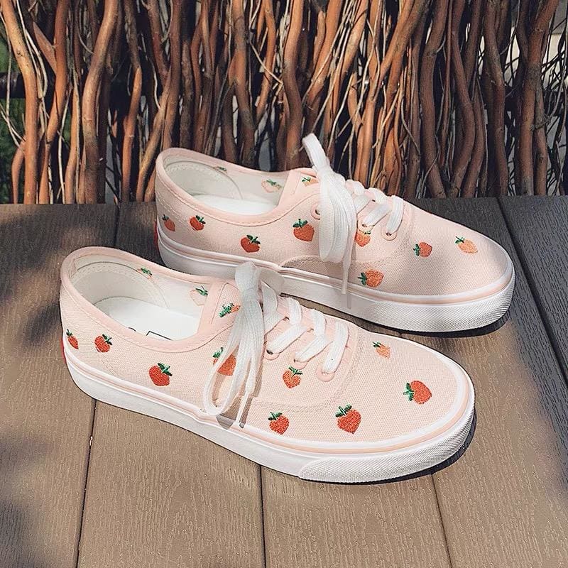 Cute Peach Summer Pastel Sneakers Shoes MM1233 - KawaiiMoriStore