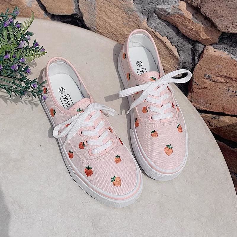 Cute Peach Summer Pastel Sneakers Shoes MM1233 - KawaiiMoriStore