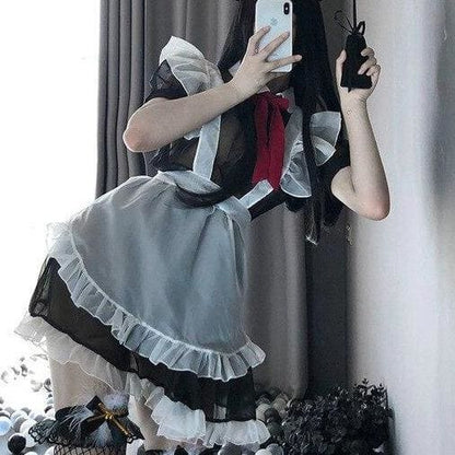 Cute Perspective Maid Uniform Temptation Strap Set MK241 - KawaiiMoriStore