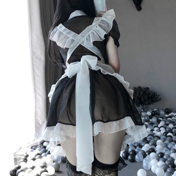 Cute Perspective Maid Uniform Temptation Strap Set MK241 - KawaiiMoriStore