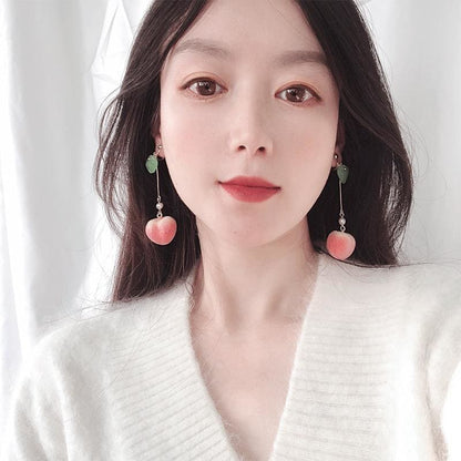 Cute Pink Fruit Peach Earrings MK15079 - KawaiiMoriStore