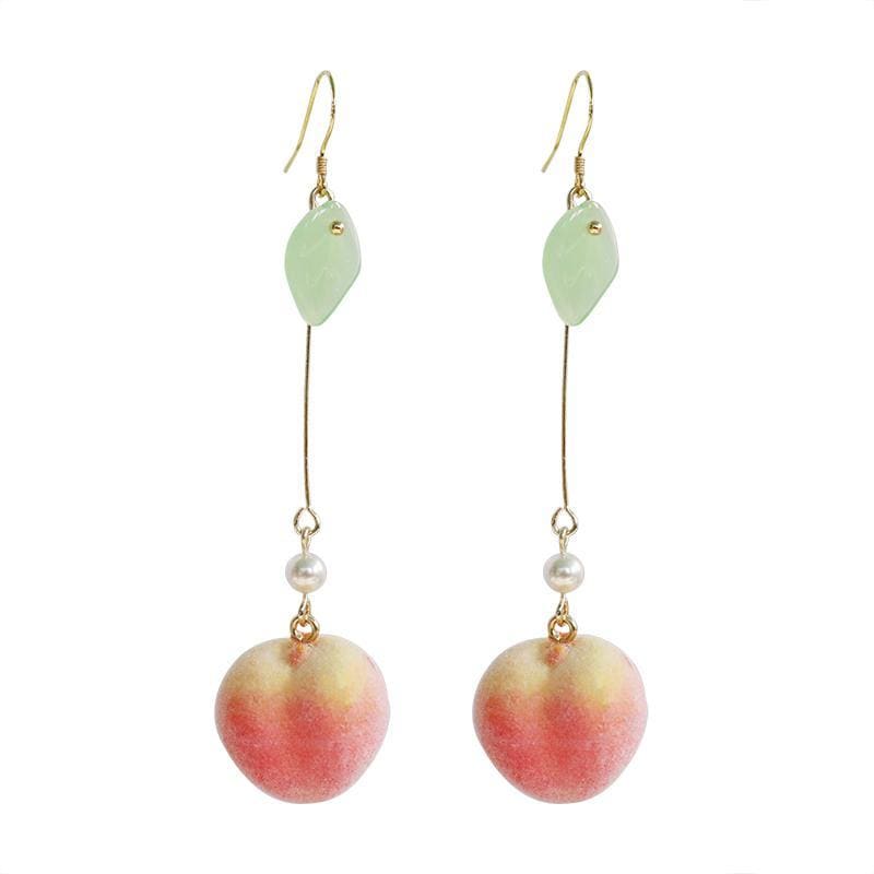 Cute Pink Fruit Peach Earrings MK15079 - KawaiiMoriStore
