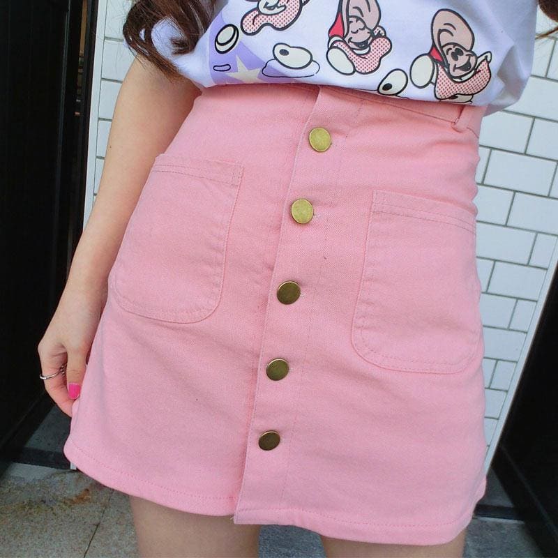 Cute Pink White Sweet Love Heart Hollow Polo Collar T-Shirt And Skirt MM1161 - KawaiiMoriStore