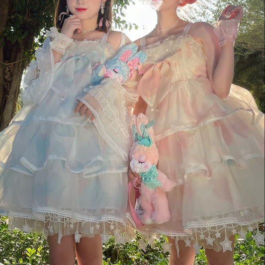 Cute Pink/Blue Sweet Lolita Slip Dress MM1187 - KawaiiMoriStore