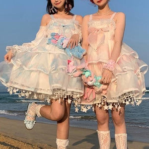 Cute Pink/Blue Sweet Lolita Slip Dress MM1187 - KawaiiMoriStore