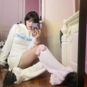 Cute Plush Leg Warmers - Heartzcore - White - socks