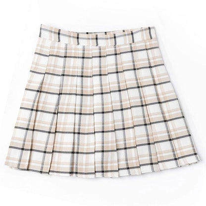 Cute Purple/Yellow/Blue/Pink Plaid High Waist Pleated Skirt MK15923 - KawaiiMoriStore