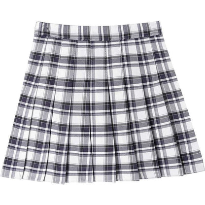 Cute Purple/Yellow/Blue/Pink Plaid High Waist Pleated Skirt MK15923 - KawaiiMoriStore