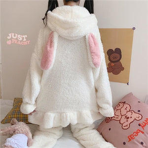 Cute Rabbit Ears Hooded Pajamas Set MK15477 - KawaiiMoriStore