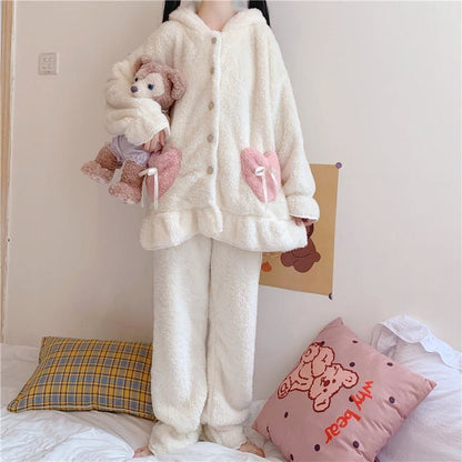 Cute Rabbit Ears Hooded Pajamas Set MK15477 - KawaiiMoriStore