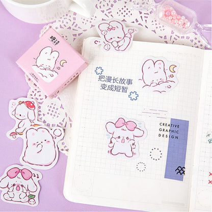 Cute Rabbit Pretty Stickers - Peony - 45 pcs/box - sticker