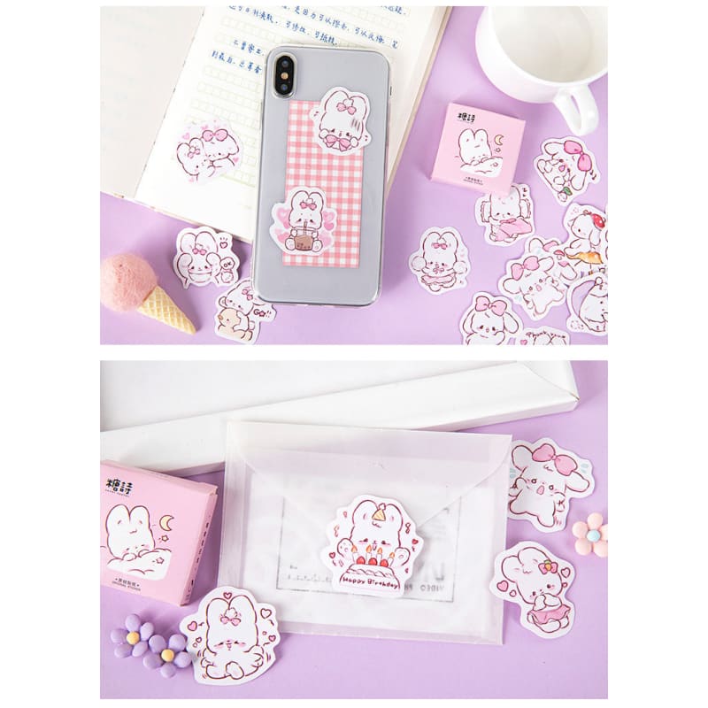 Cute Rabbit Pretty Stickers - Peony - 45 pcs/box - sticker