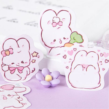 Cute Rabbit Pretty Stickers - Peony - 45 pcs/box - sticker