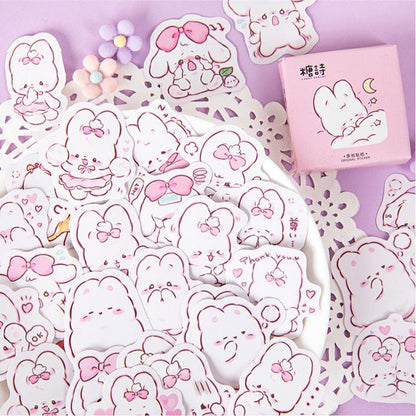 Cute Rabbit Pretty Stickers - Peony - 45 pcs/box - sticker