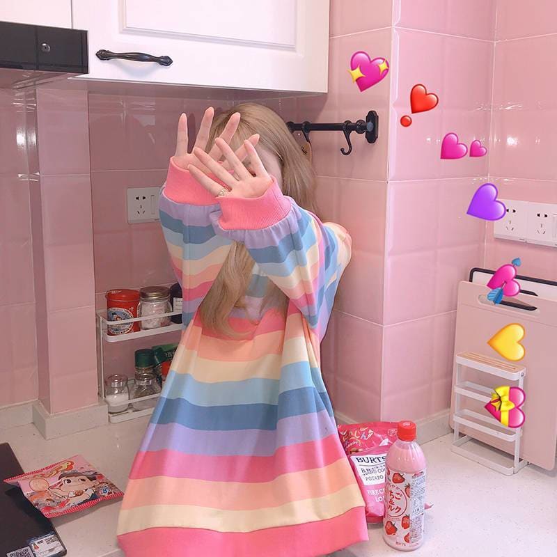 Cute Rainbow Pullover Jumper MK15120 - KawaiiMoriStore