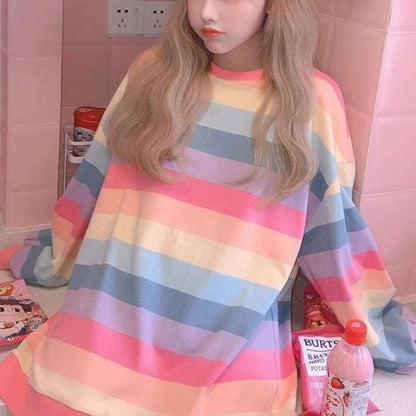 Cute Rainbow Pullover Jumper MK15120 - KawaiiMoriStore