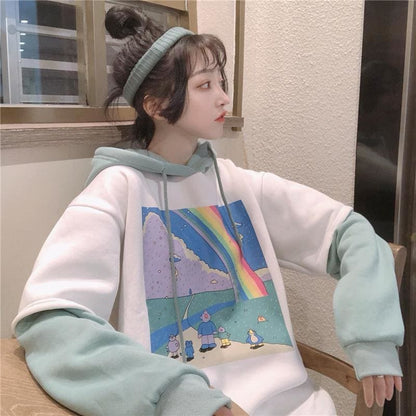 Cute Rainbow Rain Hoodie MK15279 - KawaiiMoriStore