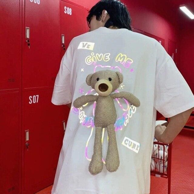 Cute Reflective Bear Couple T-Shirt MK14979 - KawaiiMoriStore