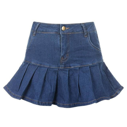 Cute Rose Red/Blue Retro Pleated Kawaii Skirt MK15919 - KawaiiMoriStore