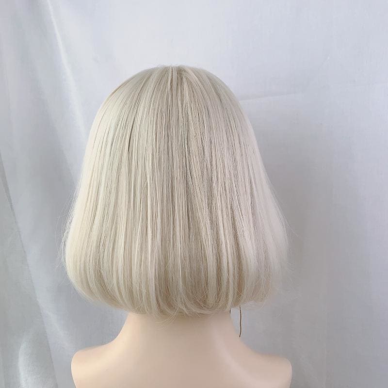 Cute Short Blonde Beige Bobo Bangs Wig MM1658 - KawaiiMoriStore