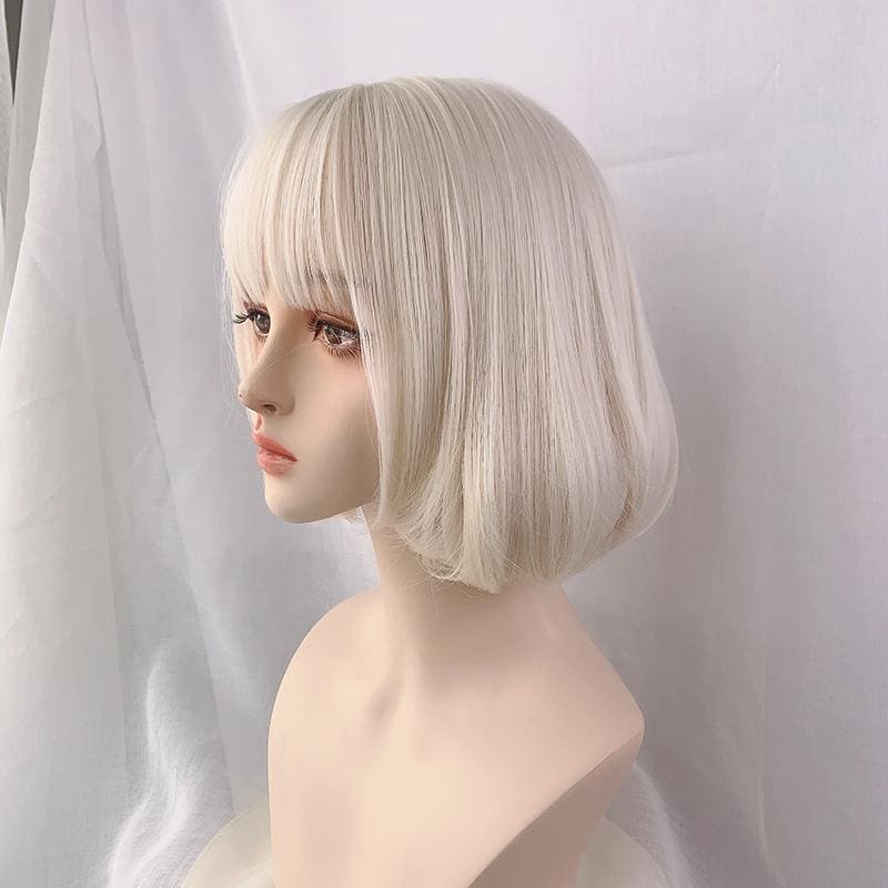Cute Short Blonde Beige Bobo Bangs Wig MM1658 - KawaiiMoriStore