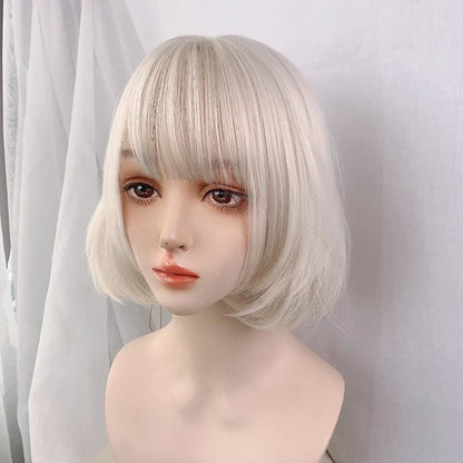 Cute Short Blonde Beige Bobo Bangs Wig MM1658 - KawaiiMoriStore