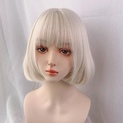 Cute Short Blonde Beige Bobo Bangs Wig MM1658 - KawaiiMoriStore