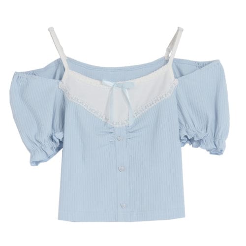 Cute Soft Dreamy Girl Pastel Outfit ON624 - blue / S - set