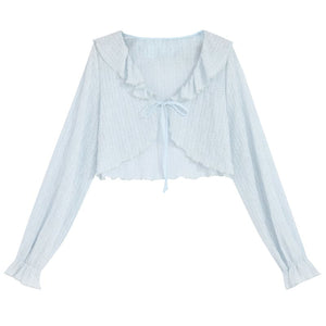 Cute Soft Girl Sky Blue Spring Cardigan ON626 - Cardigan