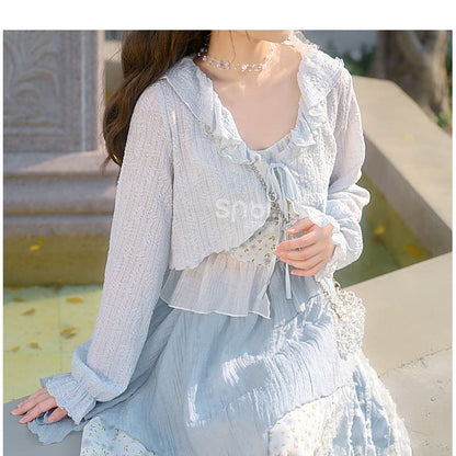 Cute Soft Girl Sky Blue Spring Cardigan ON626 - Cardigan