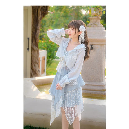 Cute Soft Girl Sky Blue Spring Cardigan ON626 - Cardigan