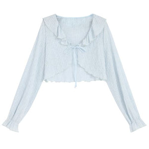 Cute Soft Girl Sky Blue Spring Cardigan ON626 - blue / S -
