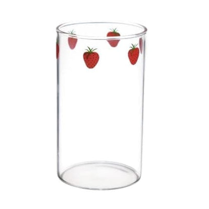 Cute Strawberry Nana Glass Cup With Straw MK16089 - Glasses 